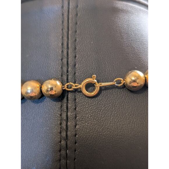 Vintage Gold Tone Wire Strung 8mm Beaded 18" Necklace - Picture 4 of 5